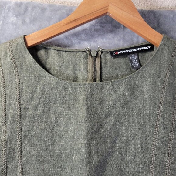 Ellen Tracy Womens Sleeveless Top 14 Green Linen Blend Workwear Classic - Picture 4 of 10